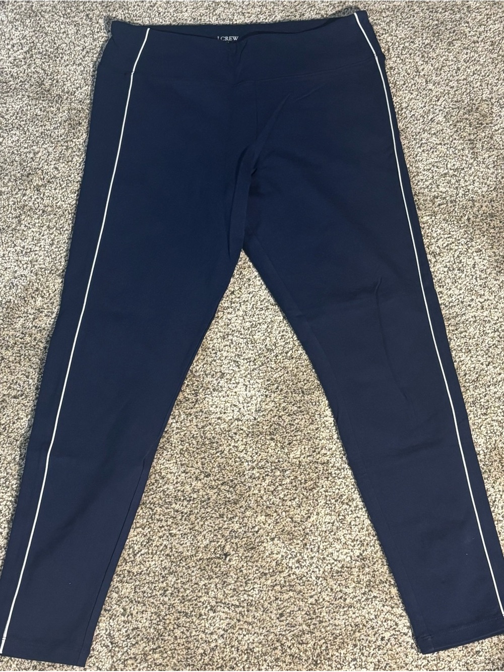 J. Crew Navy Workout Leggings with White piping